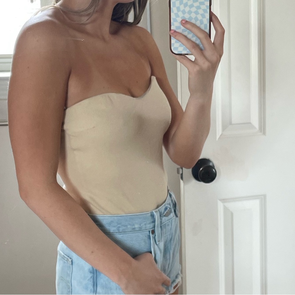Strapless Ribbed Bodysuit - Picture 2 of 5
